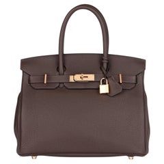 Hermès Chocolat Togo Leather Birkin 30cm Retourne