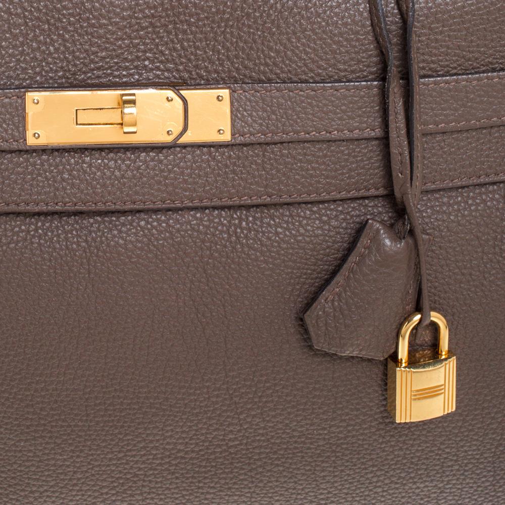Hermes Chocolat Togo Leather Gold Hardware Kelly Retourne 35 Bag 1