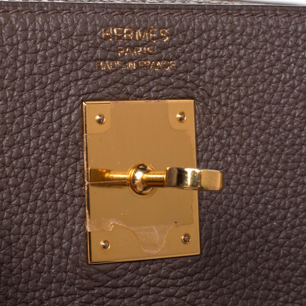 Hermes Chocolat Togo Leather Gold Hardware Kelly Retourne 35 Bag 3