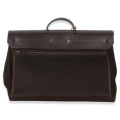 Hermès Chocolat Toile Officier Vache Hunter Herbag Zip Cabine Bag PHW