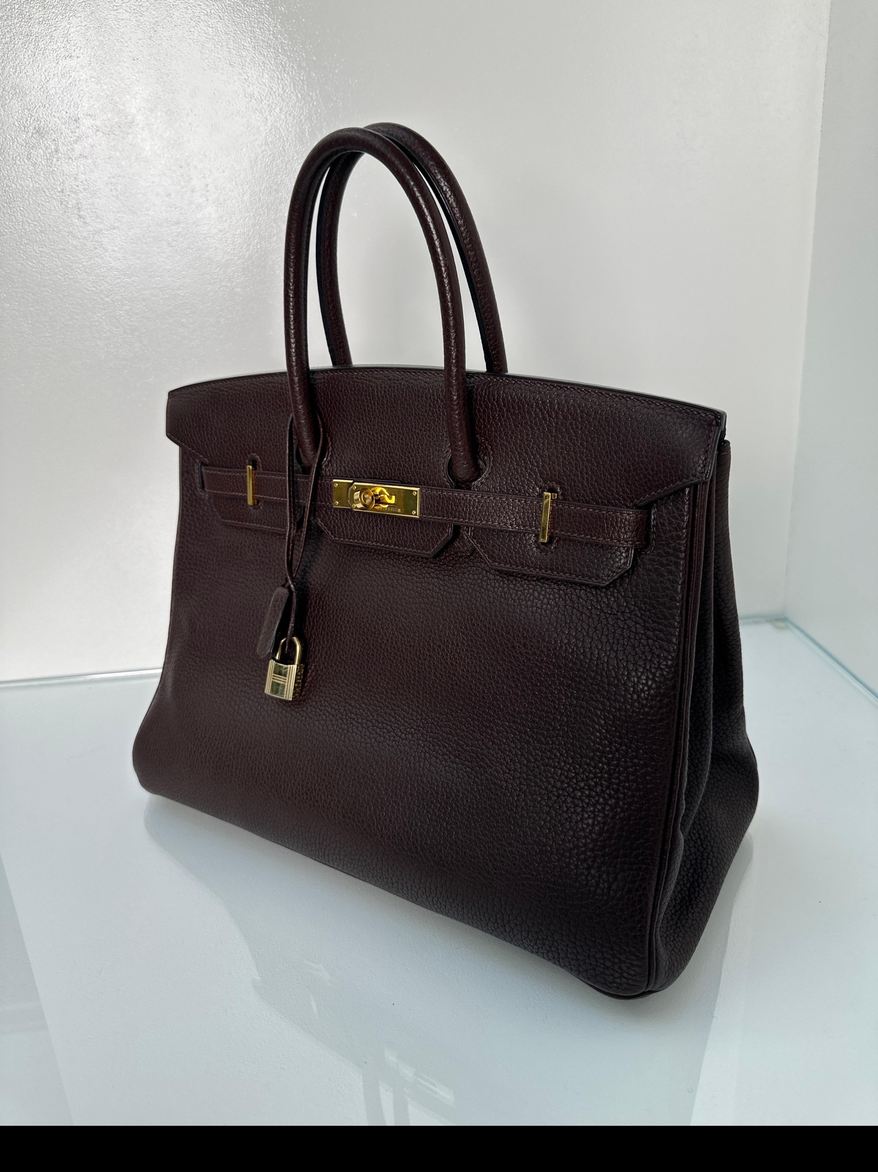Black Hermes Chocolate Birkin 35 Bag