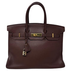 Hermes Chocolate Brown Birkin 35 Bag 
