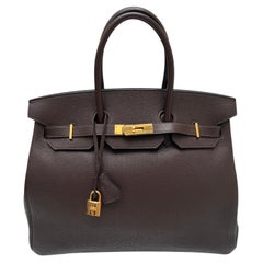 Hermes Chocolate Brown Birkin 35 Bag