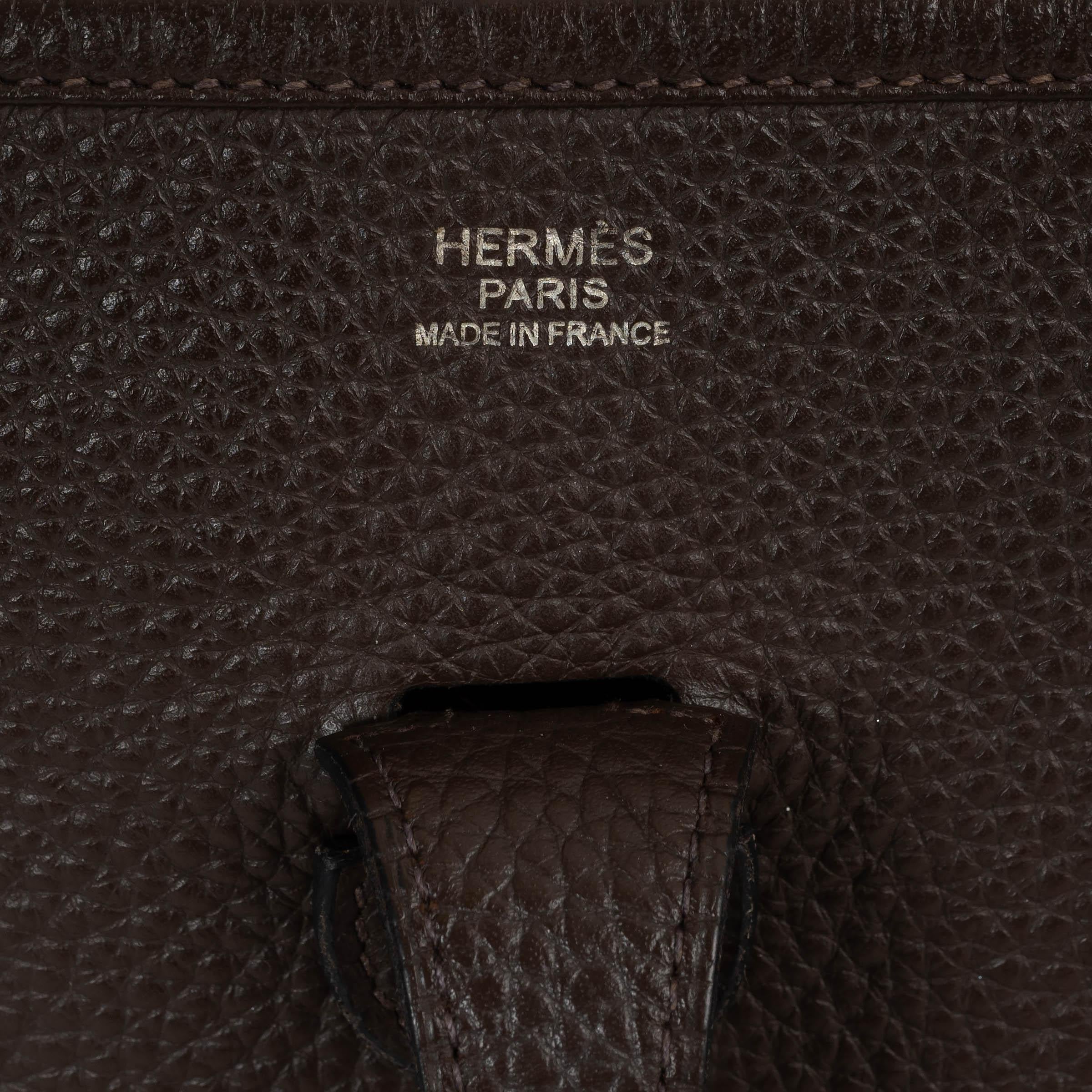Women's HERMES Chocolate brown Clemence leather EVELYNE lll 29 Crossbody Bag Phw