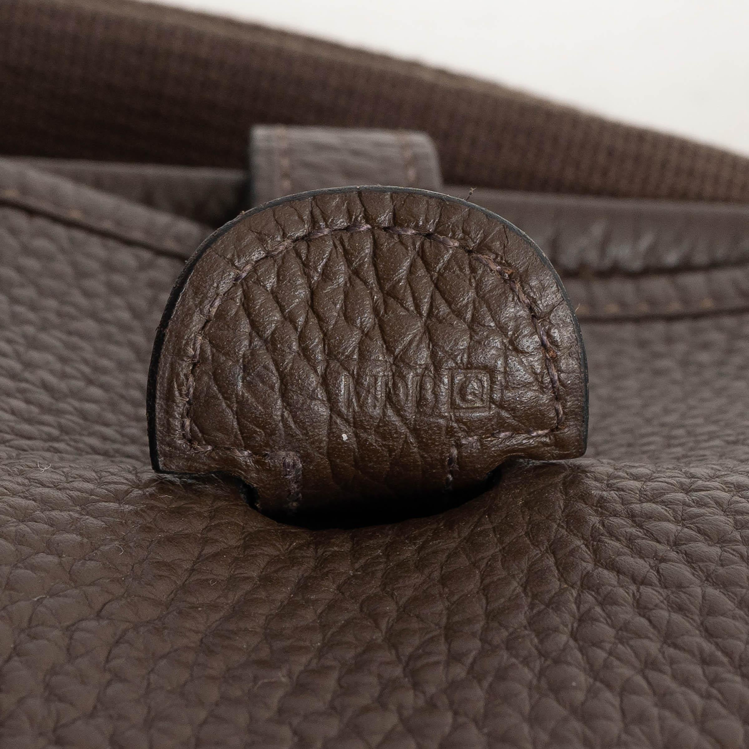 HERMES Chocolate brown Clemence leather EVELYNE lll 29 Crossbody Bag Phw 2
