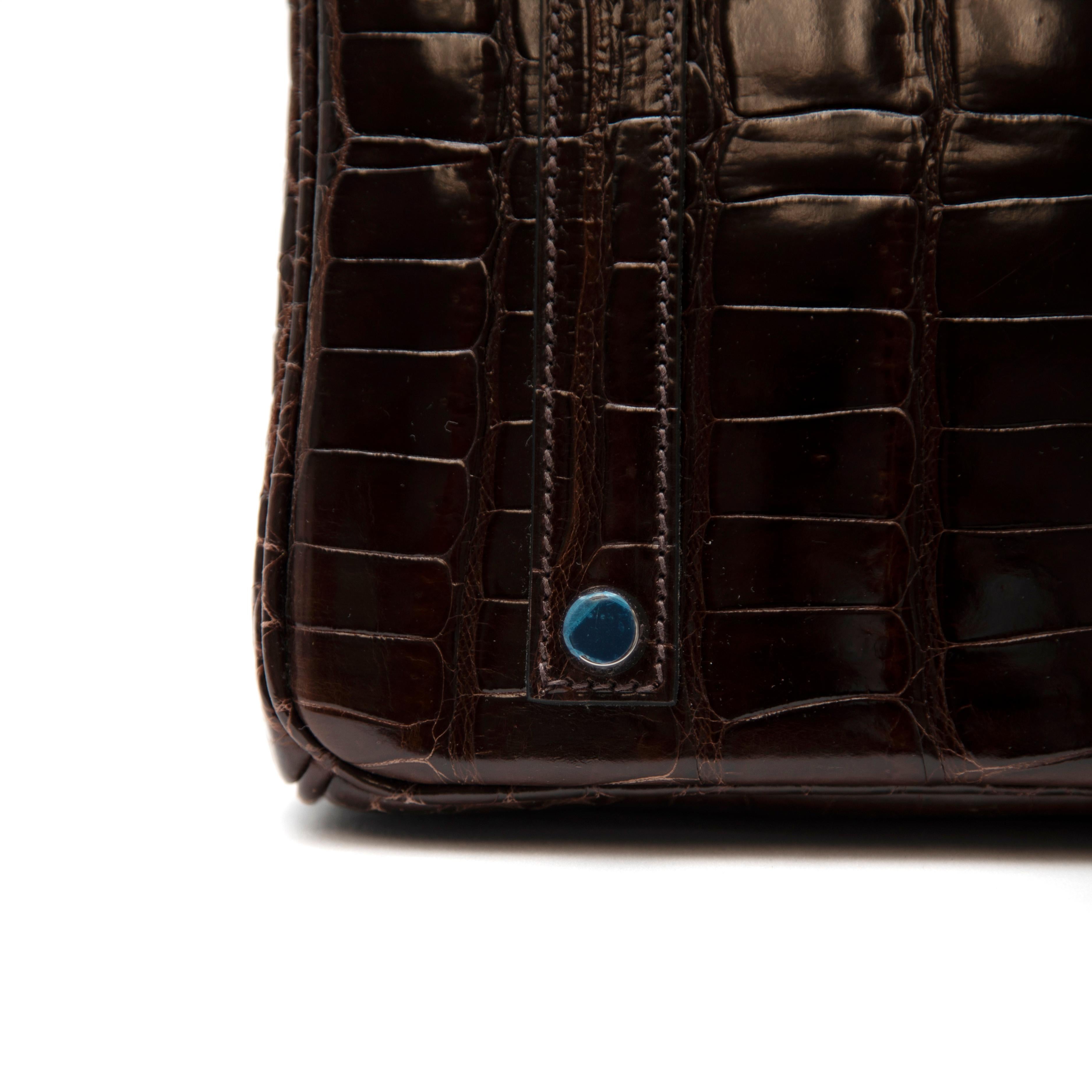 Birkin Hermès Cocodrilo Porosus Marrón Chocolate 35CM en venta 5