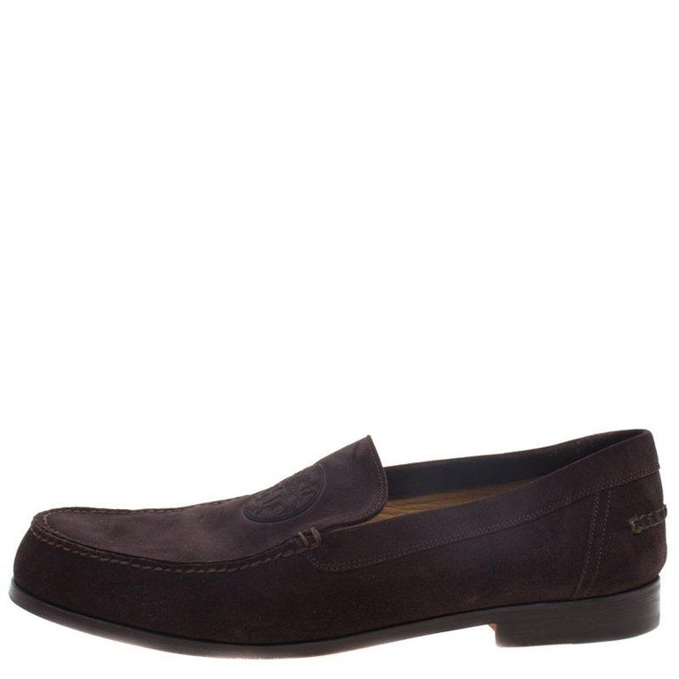 Hermes Chocolate Brown Suede Lucky Moccasins Size 43 For Sale at 1stDibs
