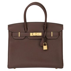 Hermes Chocolate Brown Togo Leather Birkin 30cm