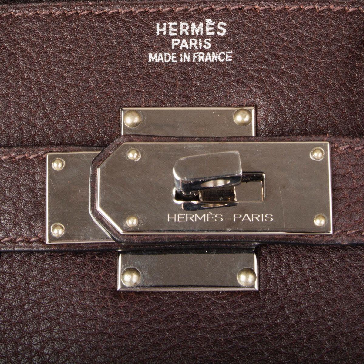 HERMES Chocolate brown Togo leather HAUT A COURROIES 40 HAC BIRKIN Bag In Fair Condition In Zürich, CH