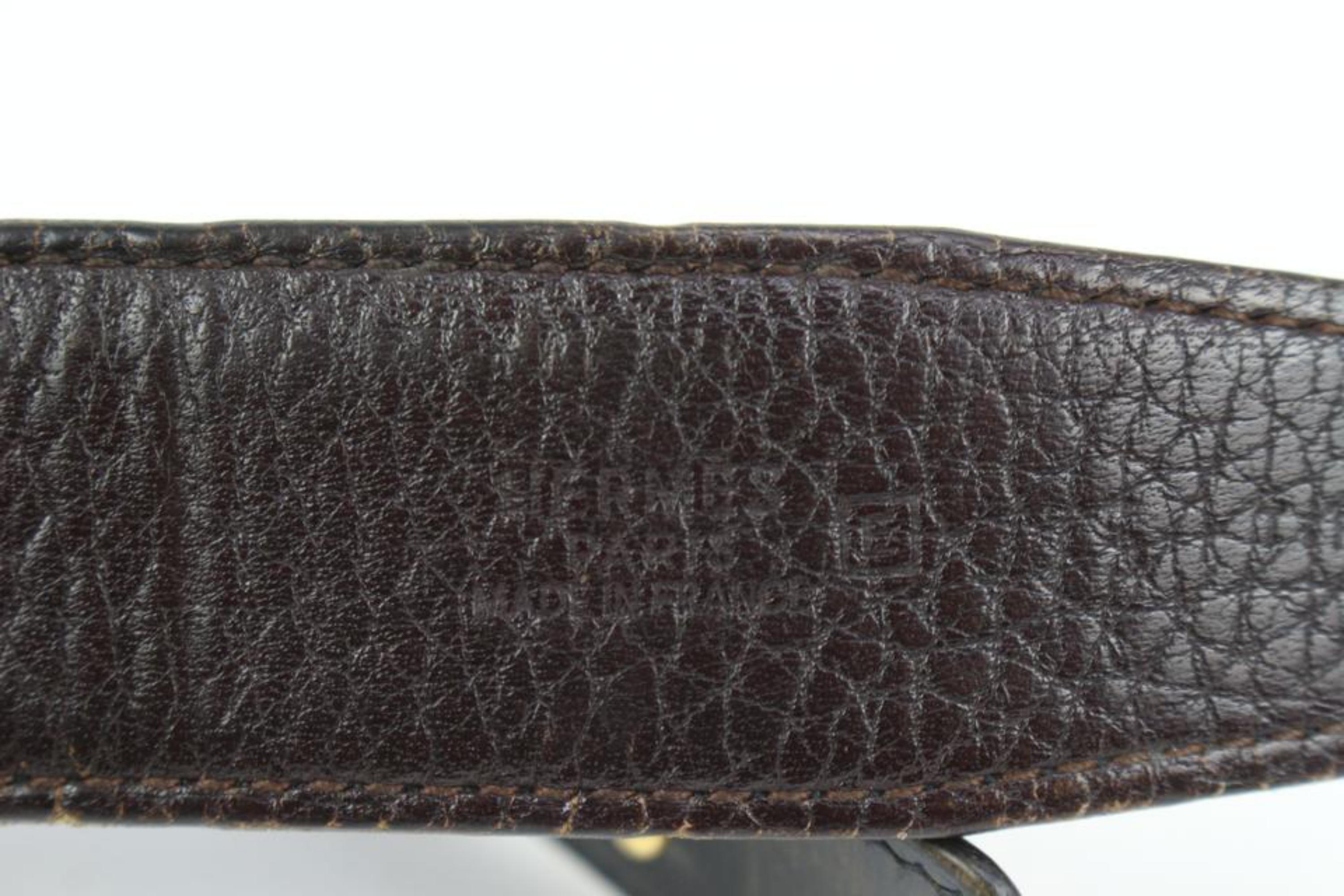 Gray Hermès Chocolate Brown x Black x Gold 32mm Reversible H Logo Belt Kit 91h418s