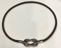 Hermes Chocolate Leather Atame Necklace