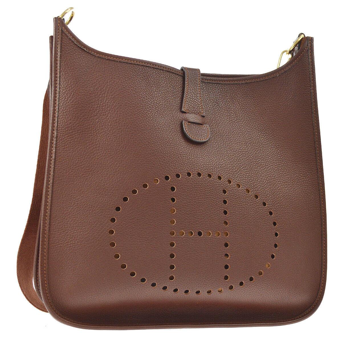 Brown Hermes Chocolate Leather Canvas 