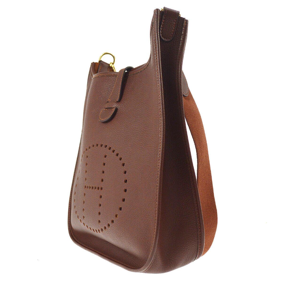 Hermes Chocolate Leather Canvas 