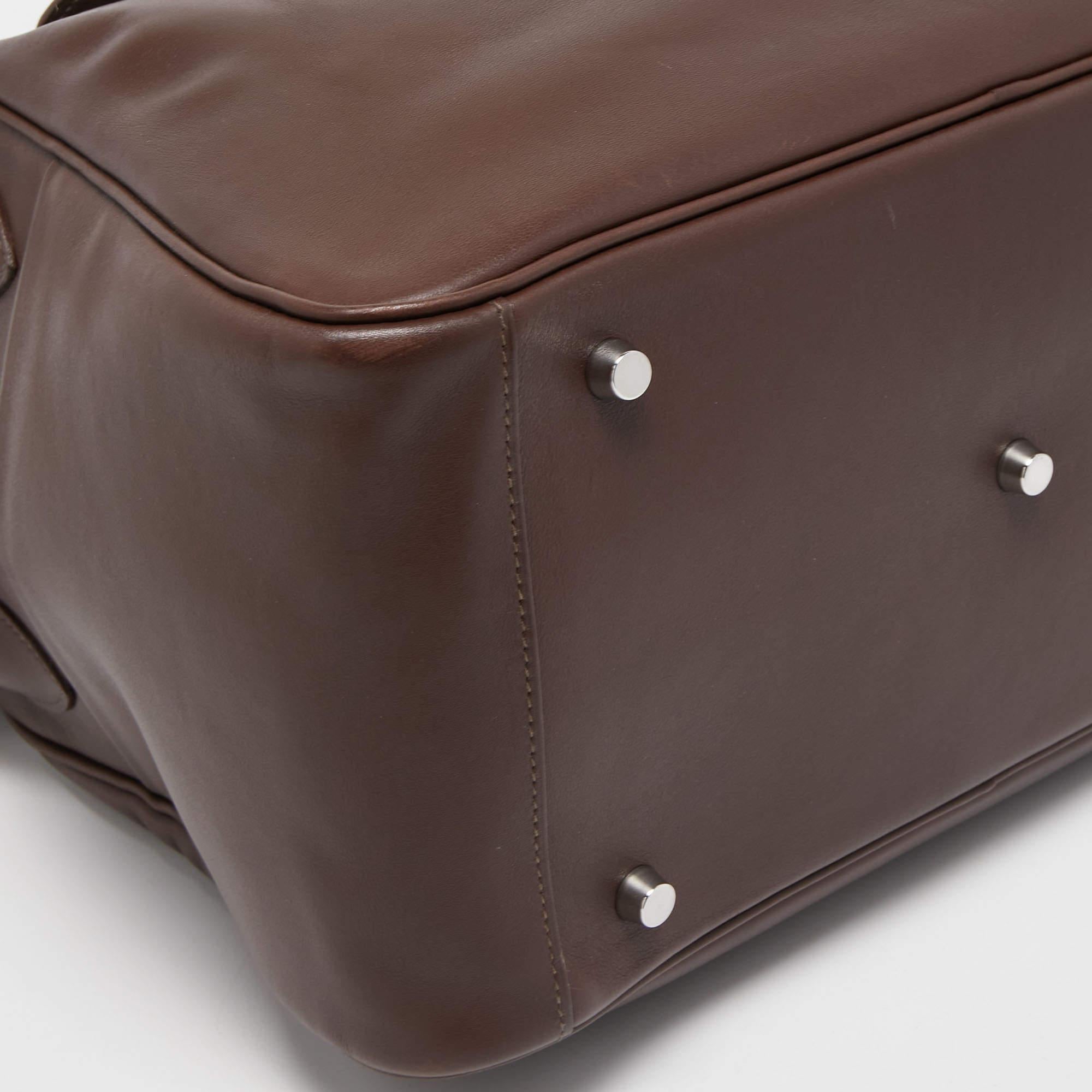 Hermes Chocolate Swift Leather Palladium Finish Lindy 34 Bag For Sale 5