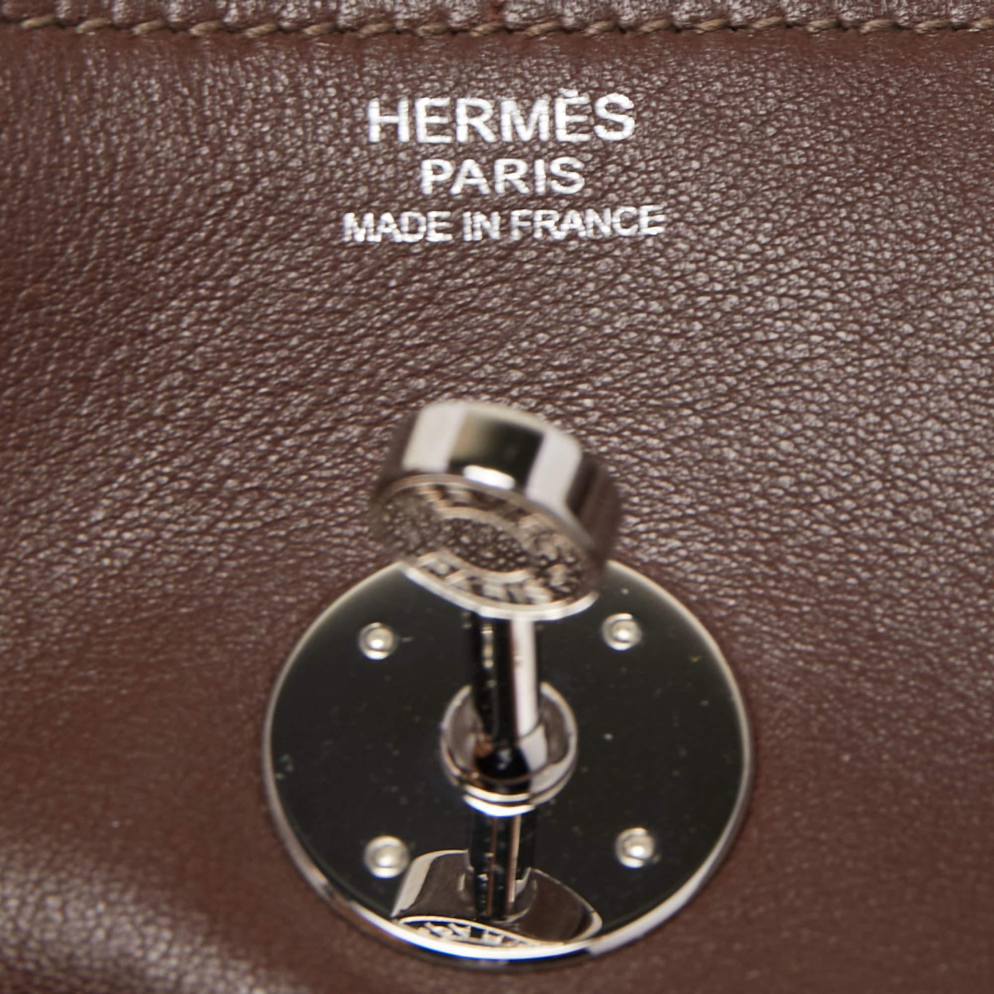 Hermes Chocolate Swift Leather Palladium Finish Lindy 34 Bag For Sale 11