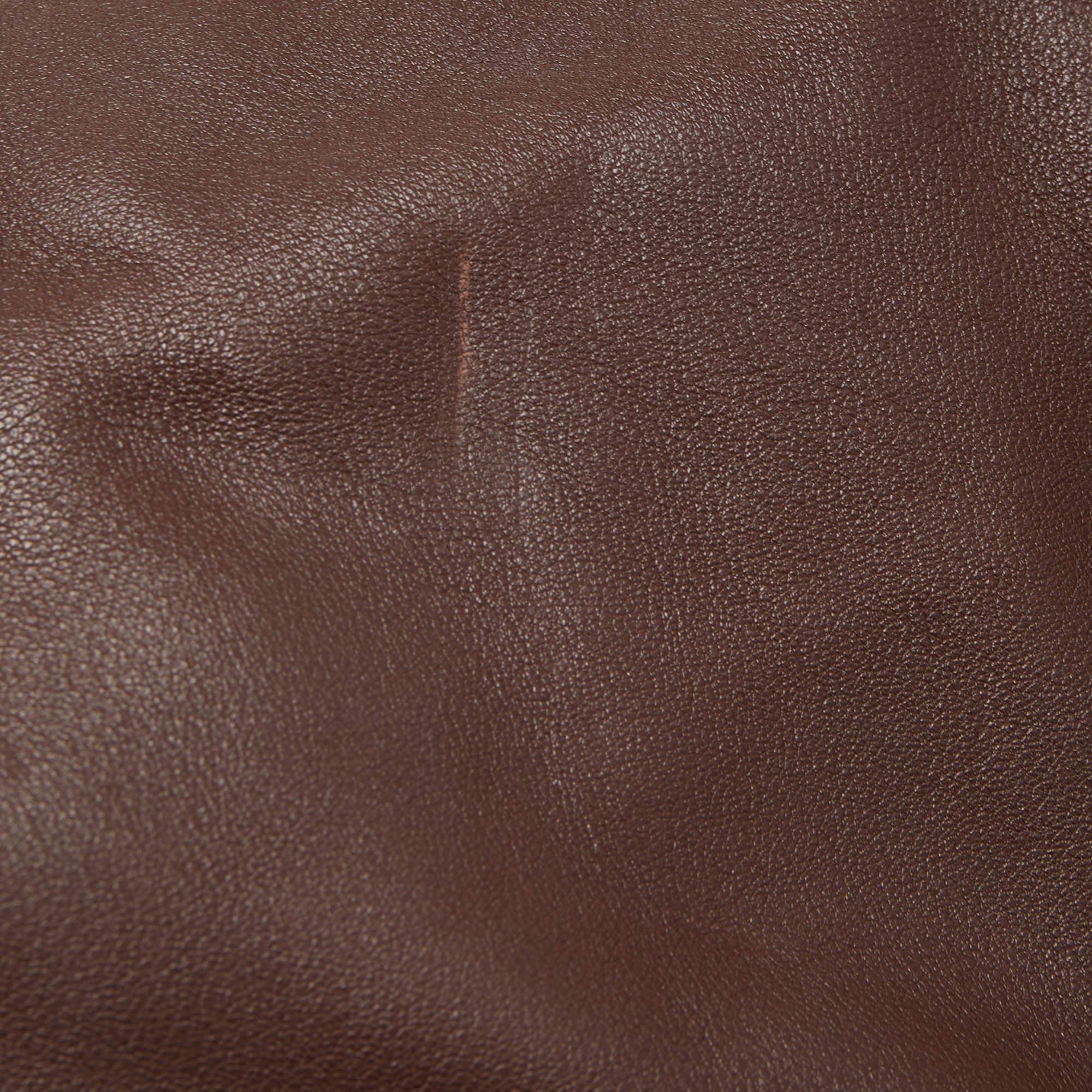 Hermes Chocolate Swift Leather Palladium Finish Lindy 34 Bag For Sale 13
