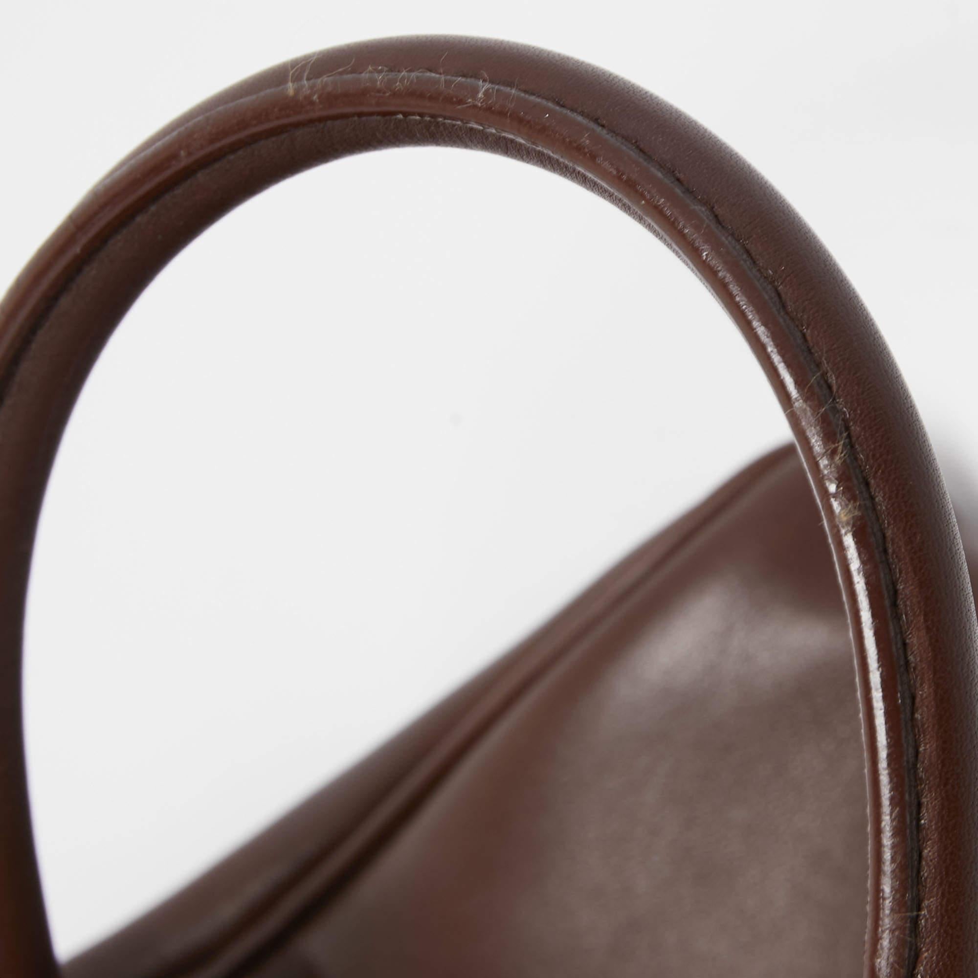 Hermes Chocolate Swift Leather Palladium Finish Lindy 34 Bag For Sale 1