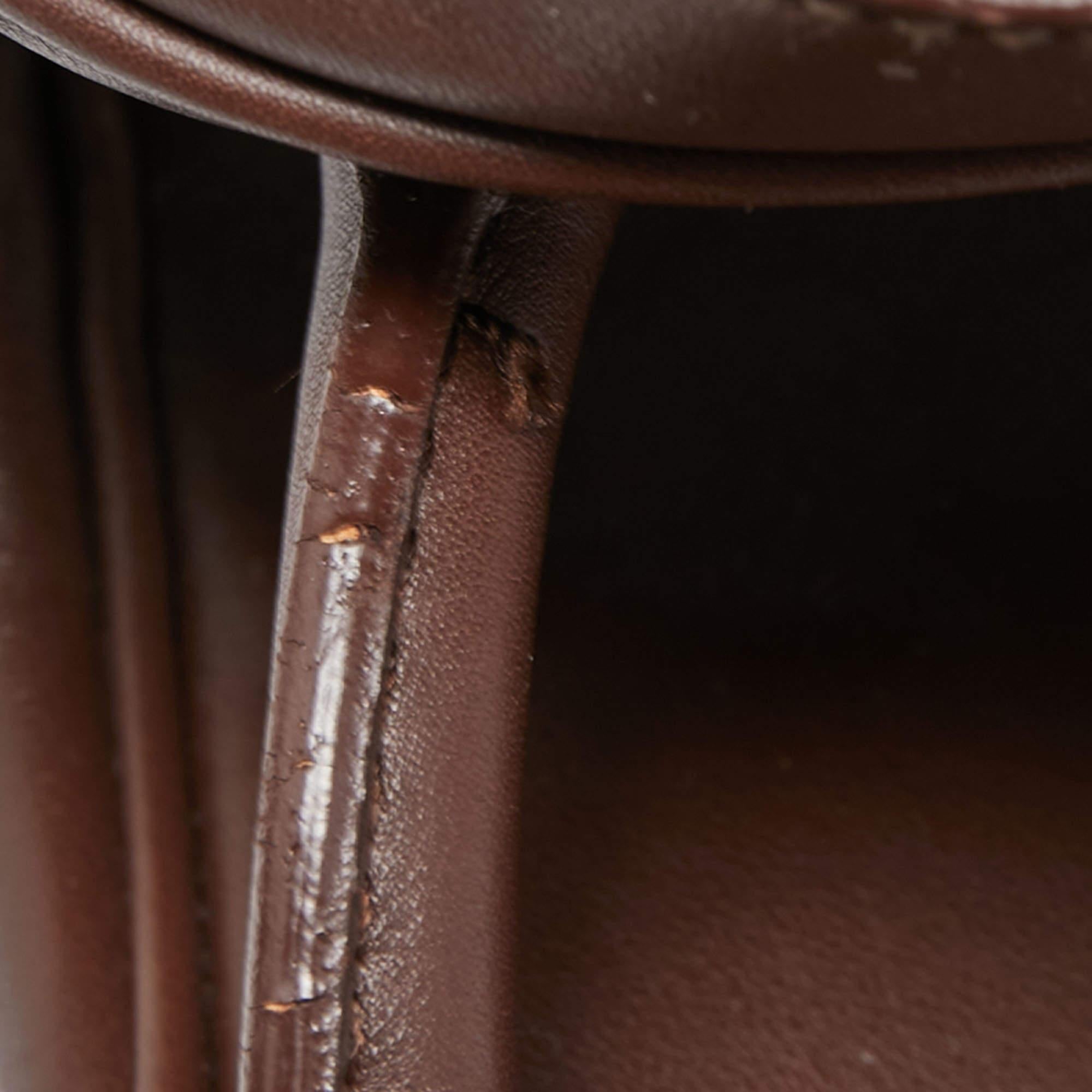 Hermes Chocolate Swift Leather Palladium Finish Lindy 34 Bag For Sale 2