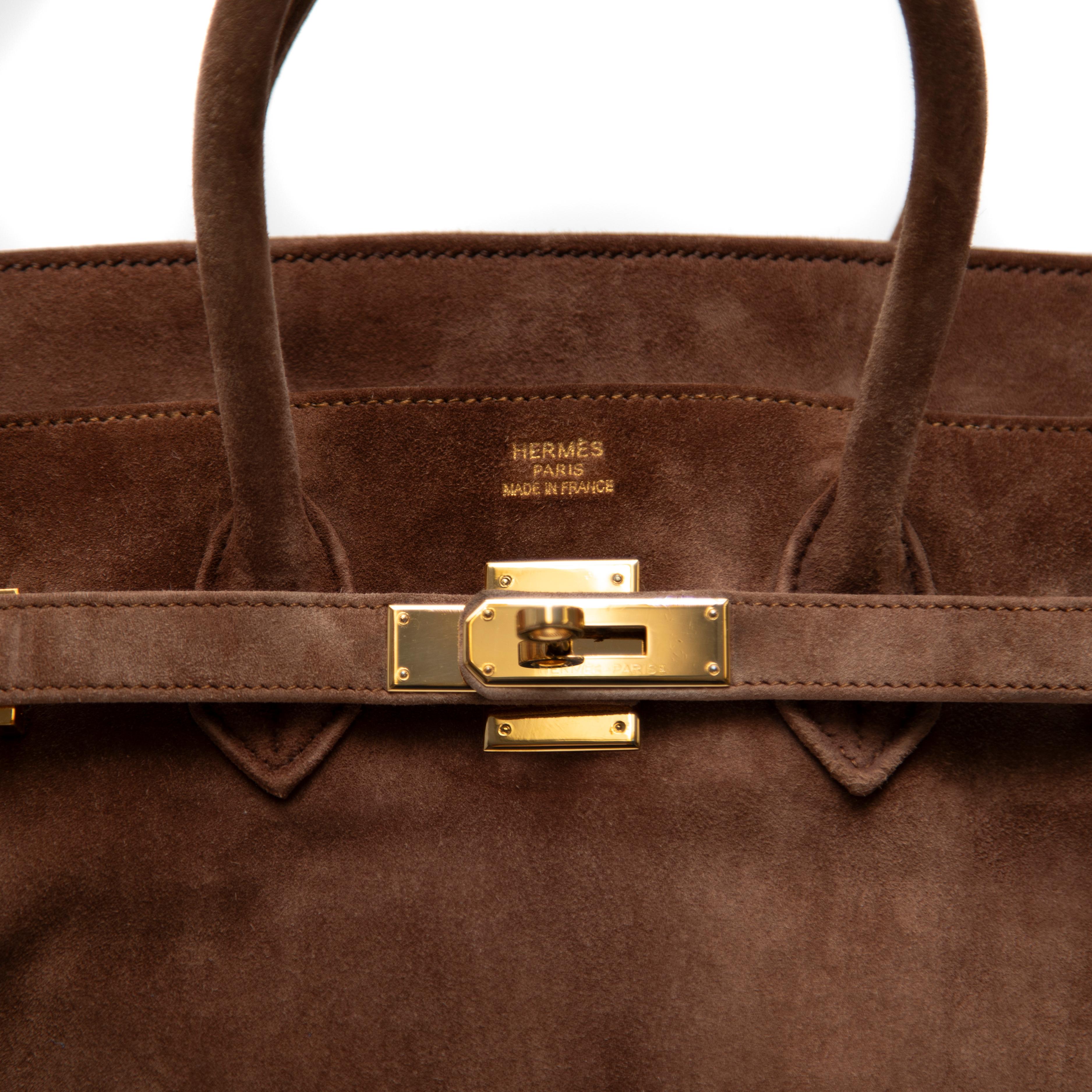 Hermès Schokolade Veau Doblis Birkin 35CM mit Gold Hardware im Angebot 6