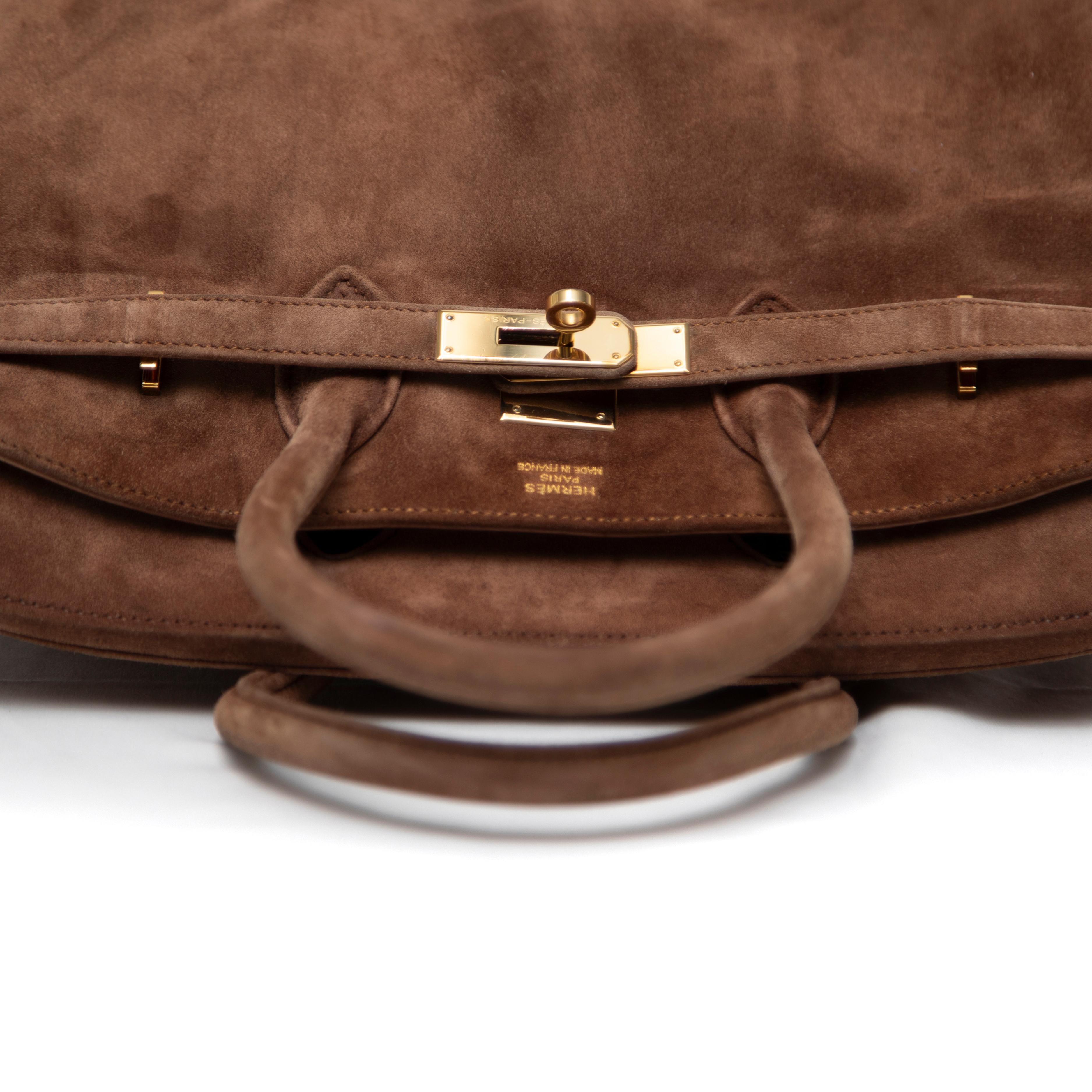 Hermès Schokolade Veau Doblis Birkin 35CM mit Gold Hardware im Angebot 8