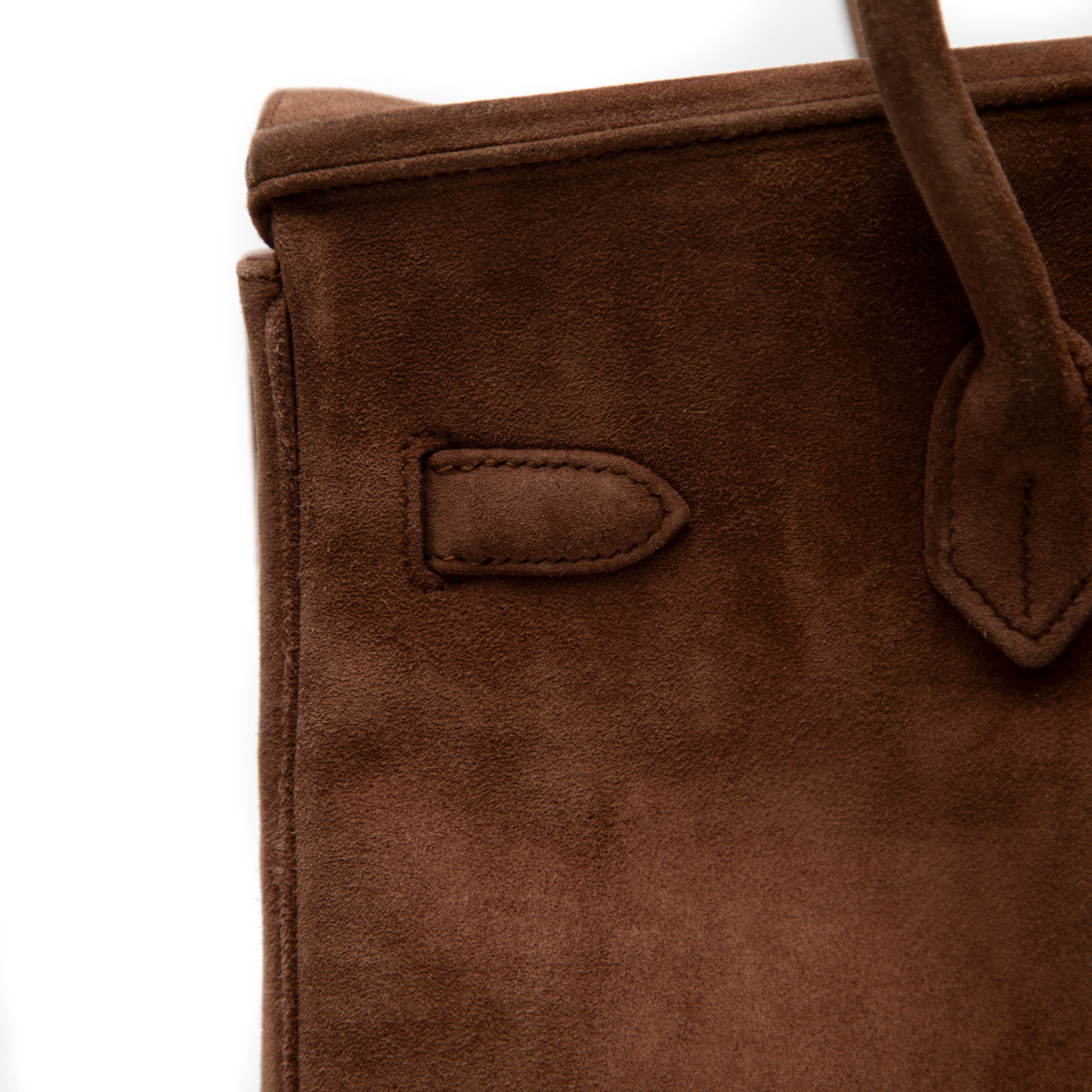 Hermès Schokolade Veau Doblis Birkin 35CM mit Gold Hardware im Angebot 9