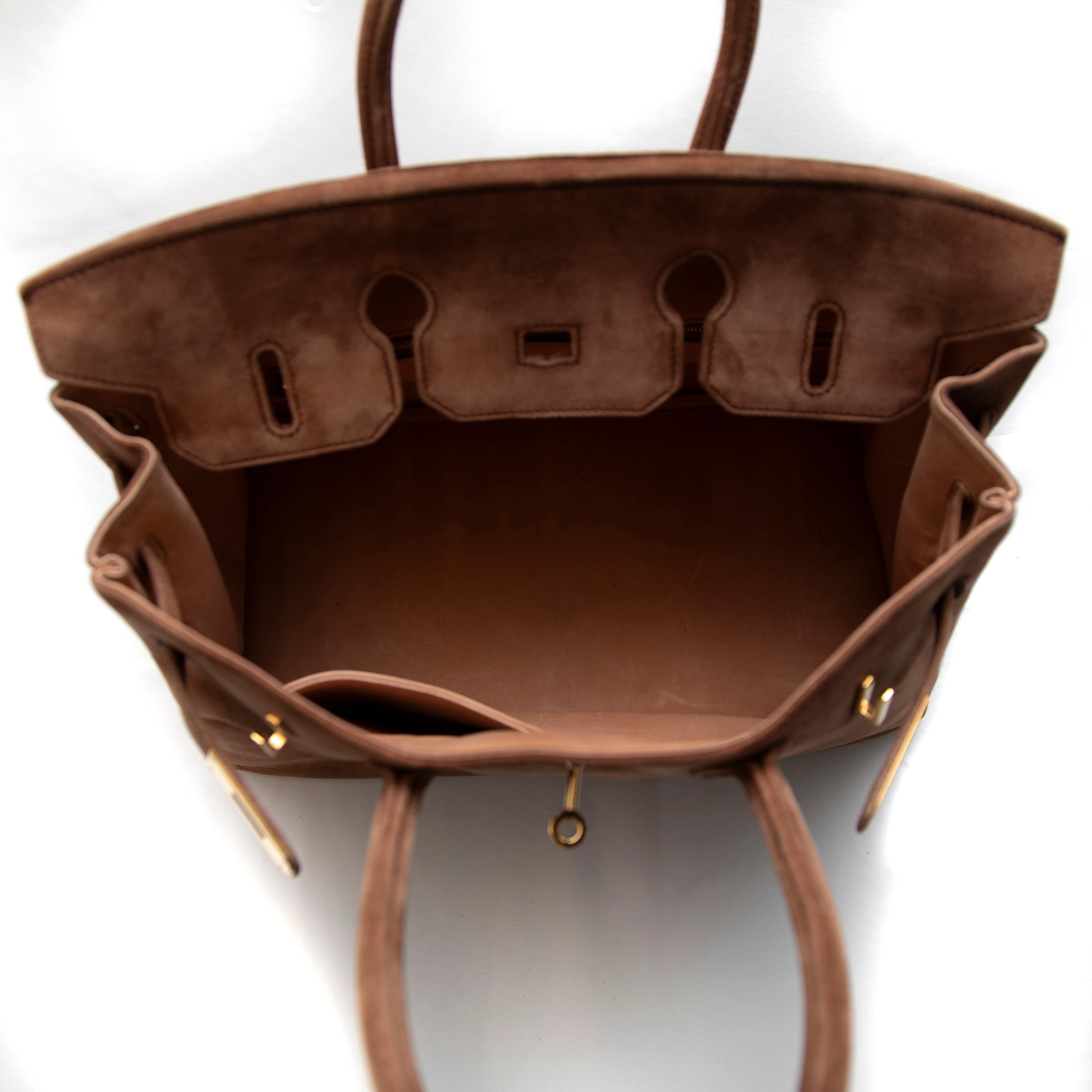 Hermès Schokolade Veau Doblis Birkin 35CM mit Gold Hardware im Angebot 10