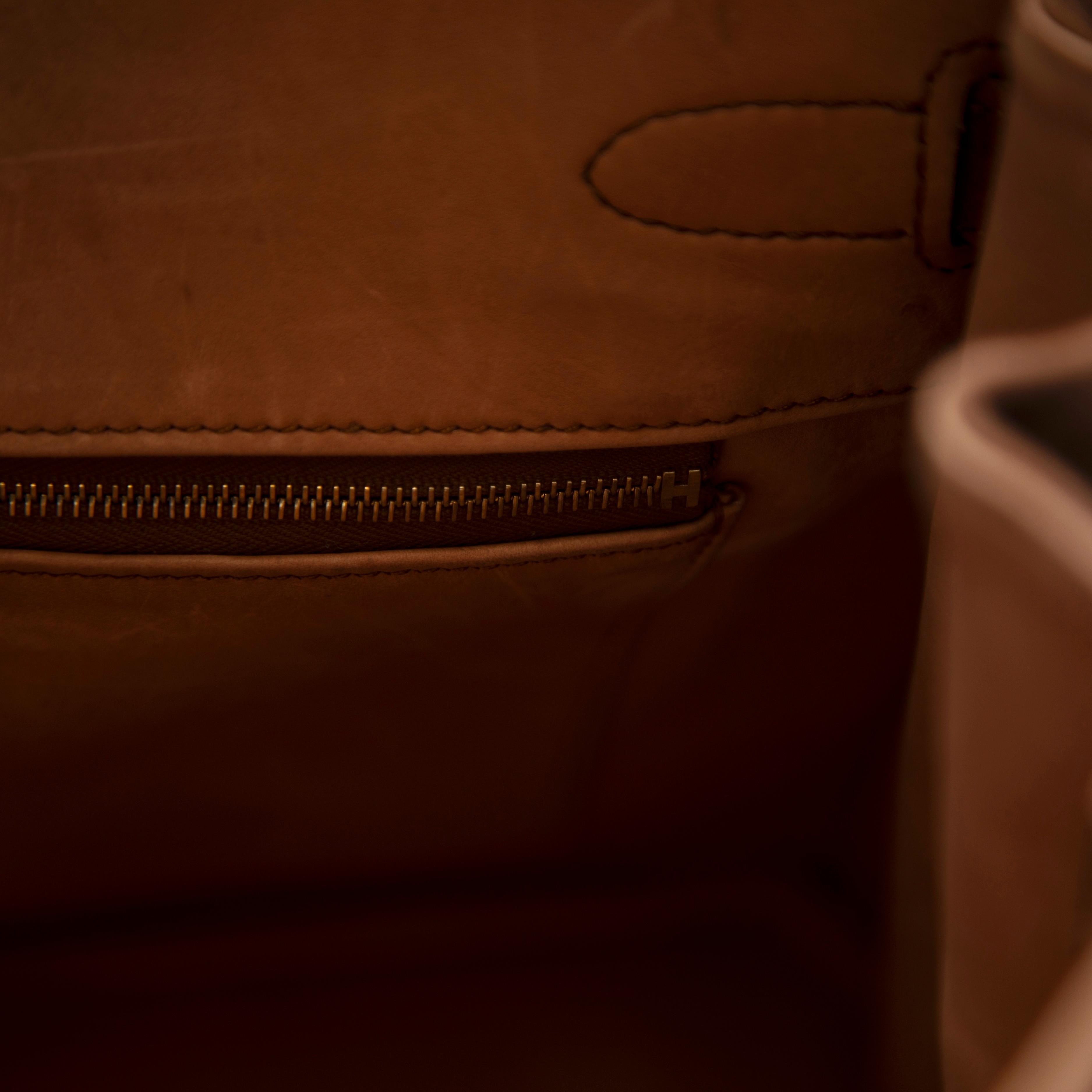 Hermès Schokolade Veau Doblis Birkin 35CM mit Gold Hardware im Angebot 12