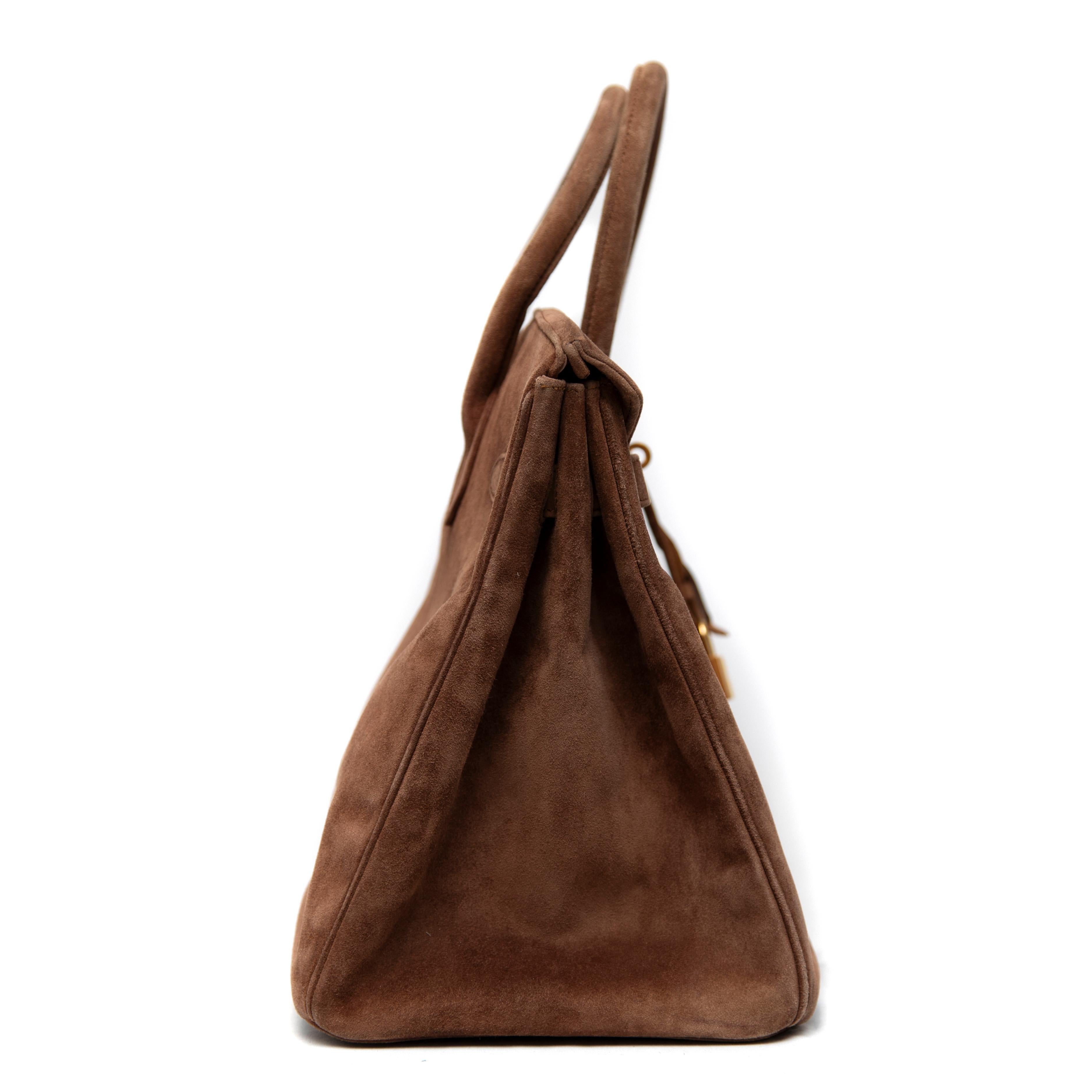 Hermès Schokolade Veau Doblis Birkin 35CM mit Gold Hardware (Braun) im Angebot