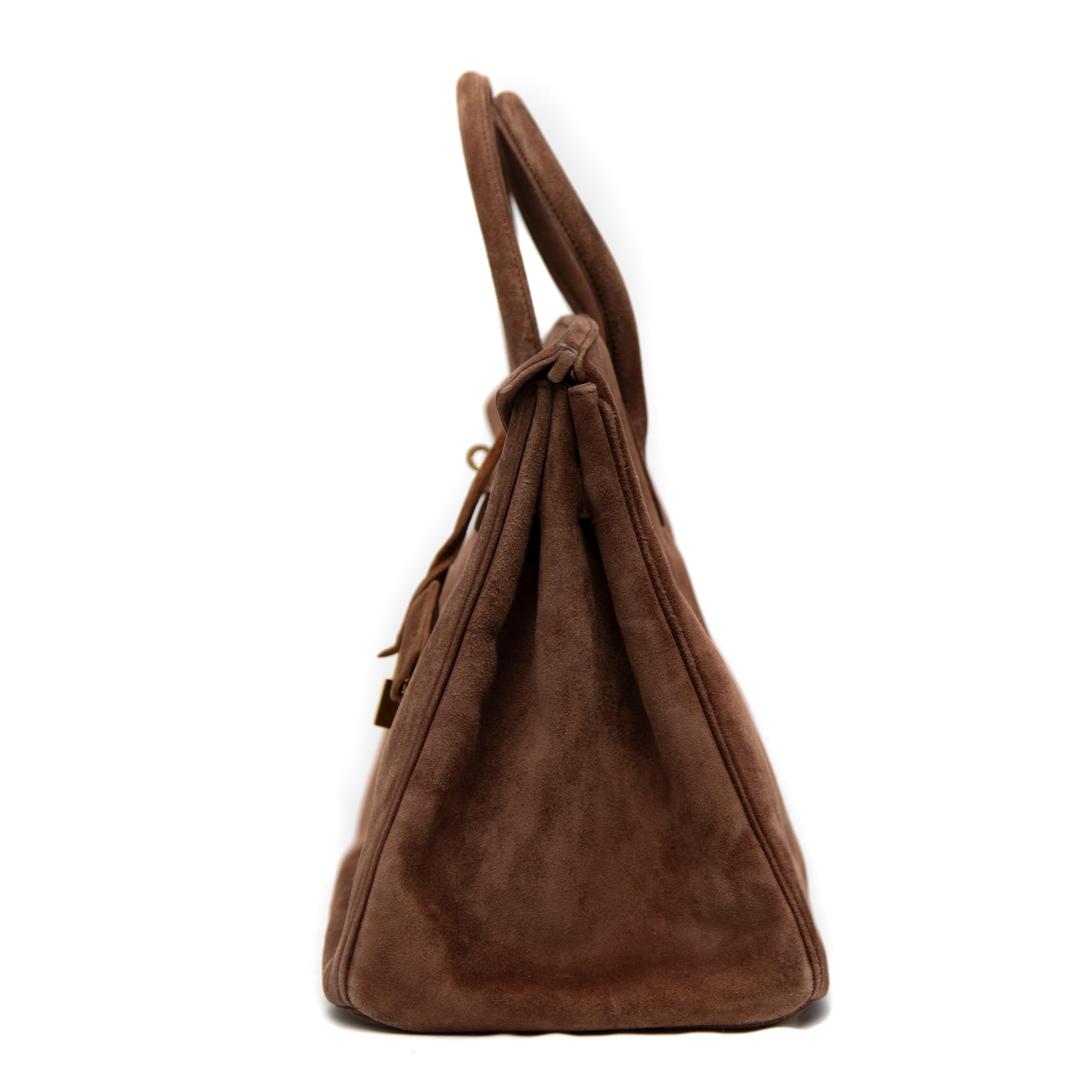 Hermès Schokolade Veau Doblis Birkin 35CM mit Gold Hardware im Zustand „Gut“ im Angebot in West Hartford, CT