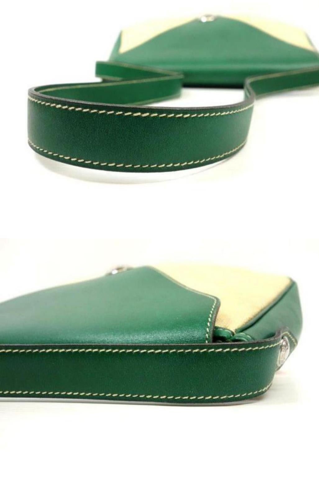 Beige Hermès Christine 226864 Natural X Green Straw Box Calf Shoulder Bag For Sale