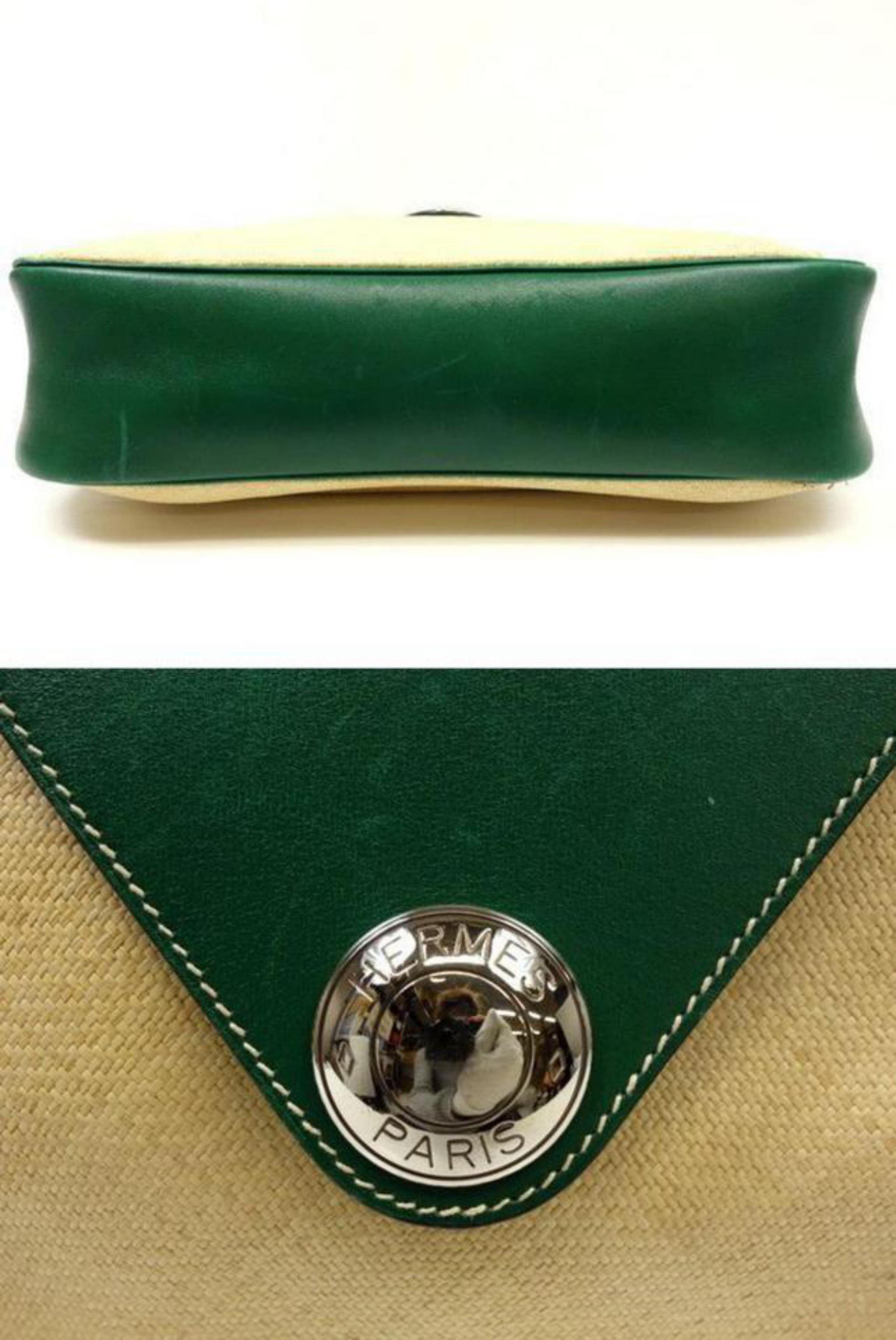 Hermès Christine 226864 Natural X Green Straw Box Calf Shoulder Bag For Sale 1