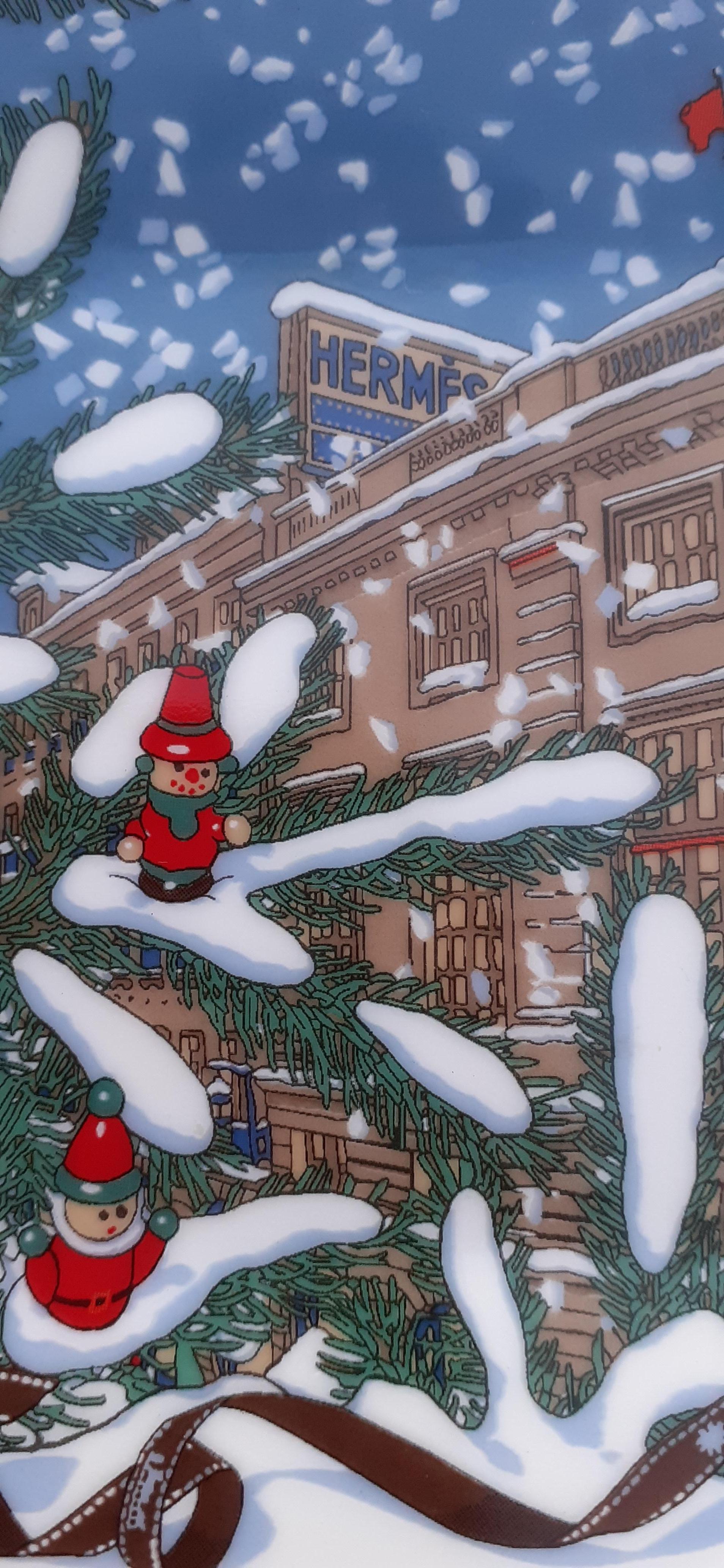 Grigio Hermès Vassoio di Natale Piccolo Piatto Noel au 24 Faubourg Porcellana in vendita