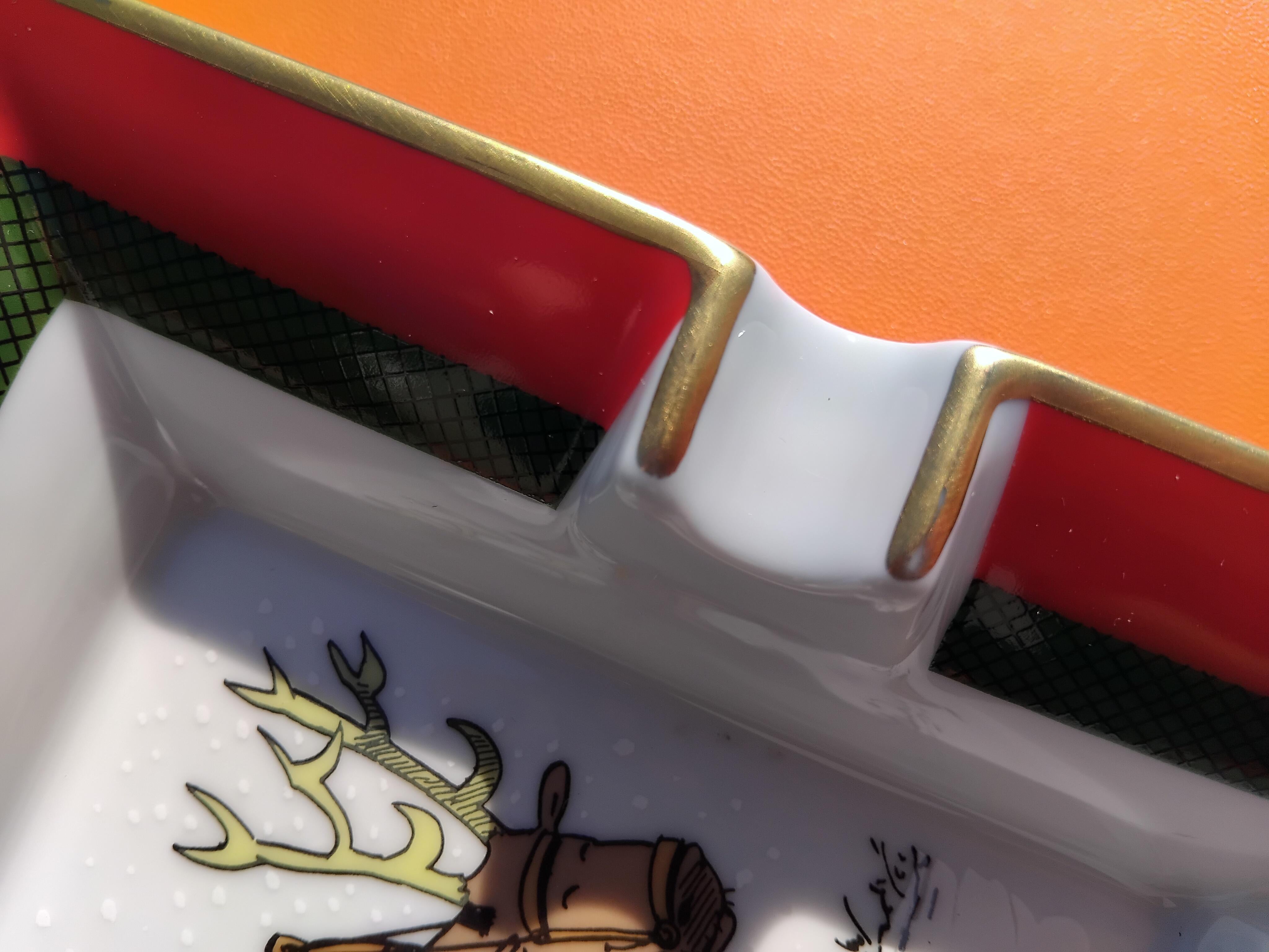 Hermès Christmas Cigar Ashtray Change Tray Dish Porcelain Gold For Sale 6