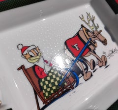 Hermès Christmas Cigar Ashtray Change Tray Dish Porcelain Gold