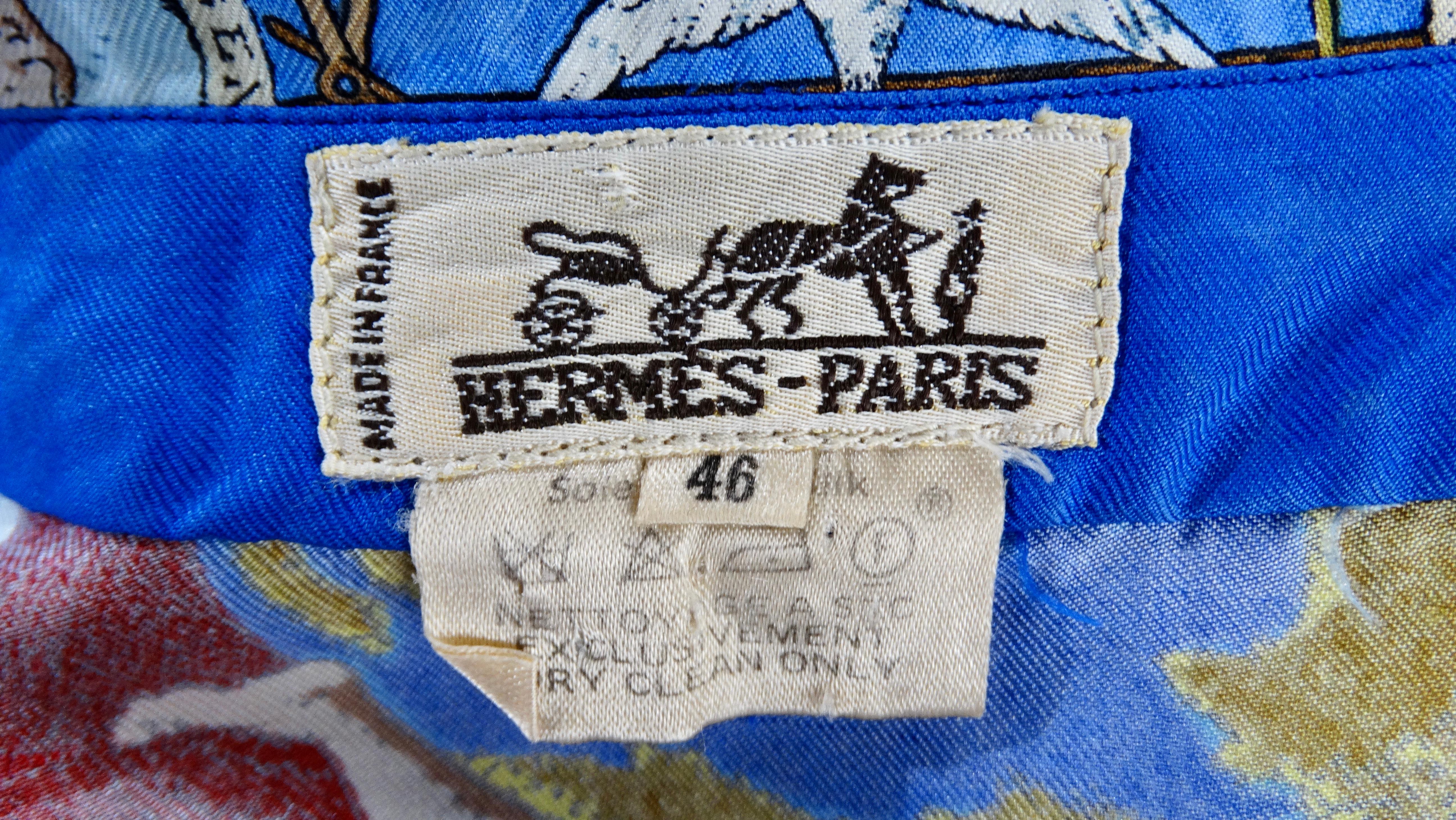 Hermes 'Christophe Colomb Decouvre l'Amerique' Bluse im Angebot 5