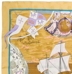 Hermes Christophe Colomb Découvre l’Amérique by Carl de Parcevaux Silk Scarf