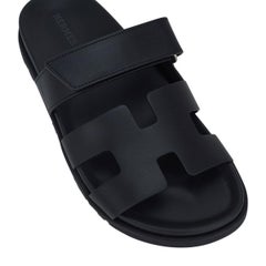 Hermes Chypre Black Calfskin Sandal 37.5 / 7.5