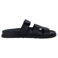 Hermes Chypre Black Calfskin Sandal 38 / 8