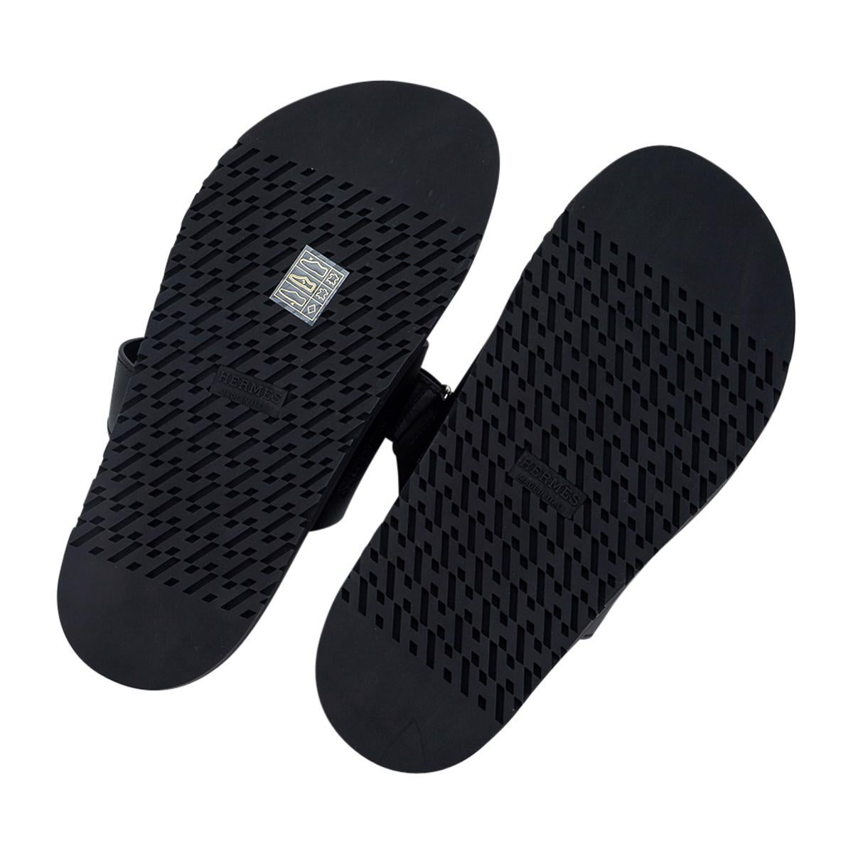 Hermes Chypre Black Calfskin Sandal 40.5 / 10.5 1