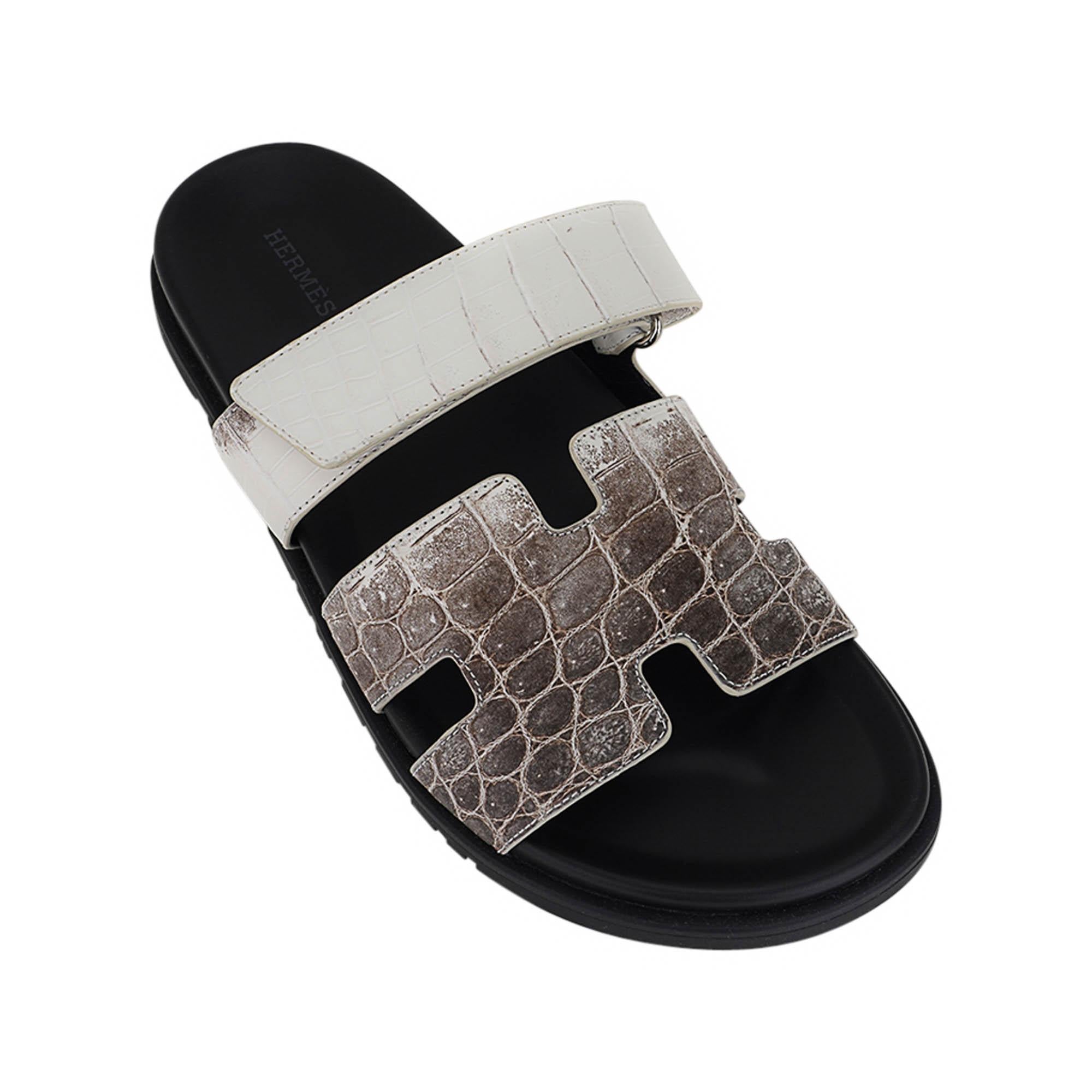 Hermes Chypre Himalaya Crocodile Limited Edition Men's Sandal 42 / 9 In New Condition For Sale In Miami, FL
