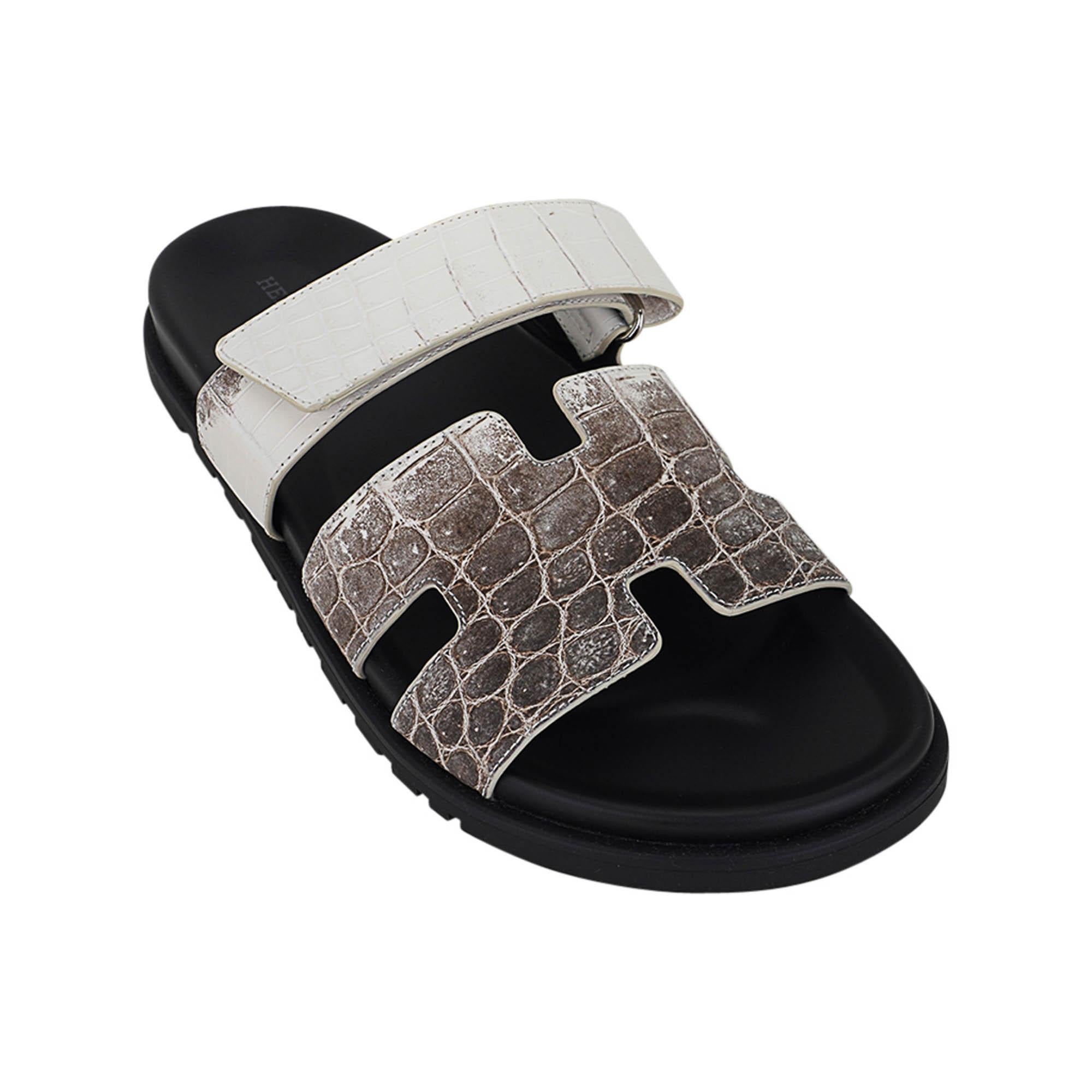 Black Hermes Chypre Himalaya Crocodile Limited Edition Men's Sandal 42 / 9 For Sale