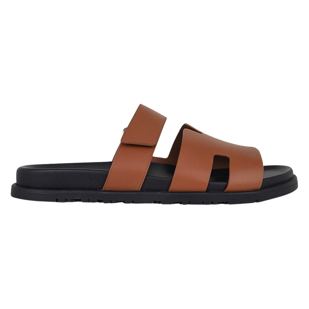 Hermes Chypre Naturel Safari Calfskin Sandal 41 For Sale