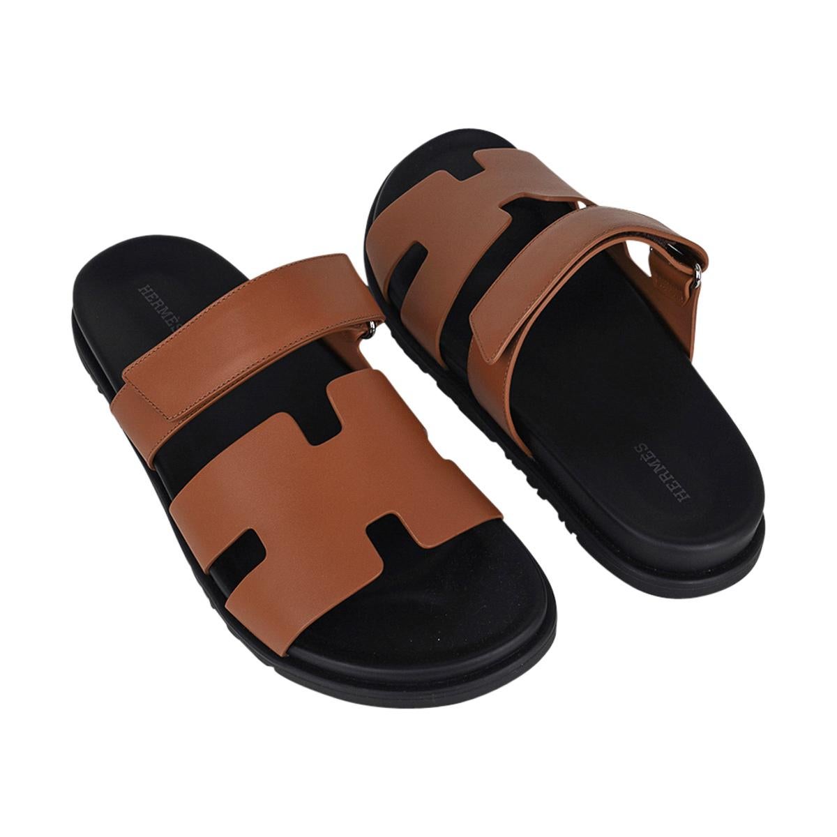 Hermes Chypre Naturel Safari Calfskin Sandal 42.5 For Sale 1