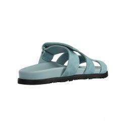 Hermès Chypre Sandal 38 FR Vert D'Eau Suede Palladium Hardware