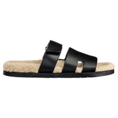 Hermès Chypre Sandal 41 FR Black & Shearling Palladium Hardware