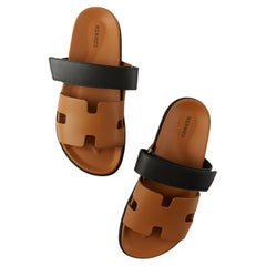 HERMÈS CHYPRE SANDAL Black & Gold - Men's Size 40 