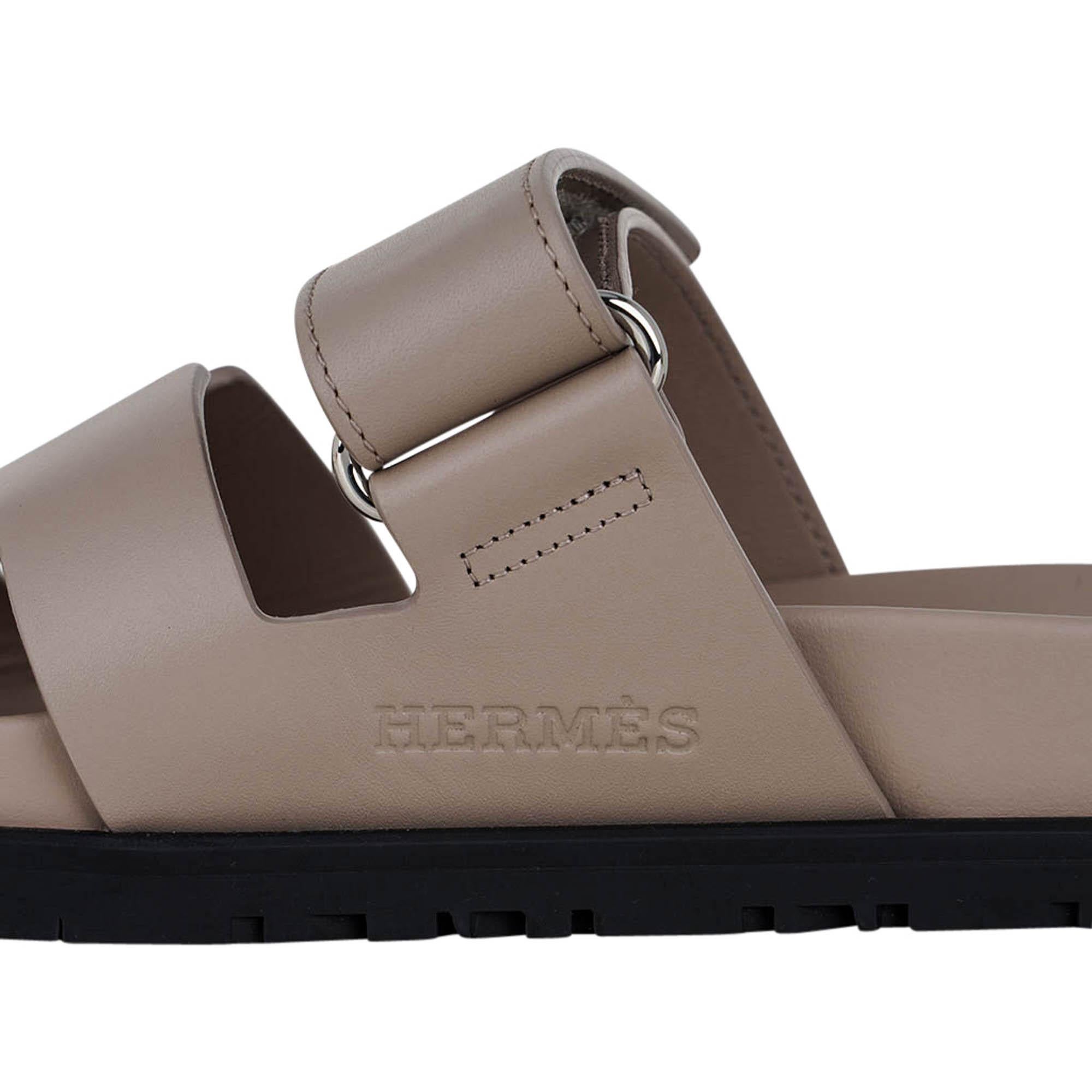 Hermes Chypre Sandal Mastic Calfskin 36  6 For Sale 2