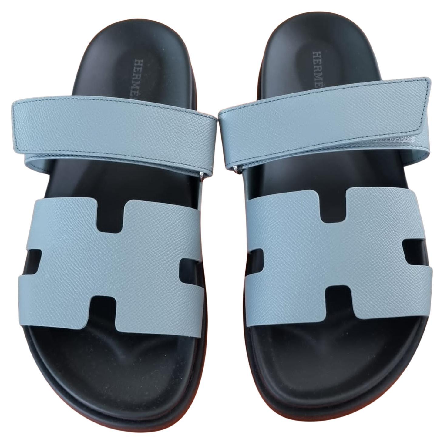 Hermes Chypre sandals Gris Antarctique  For Sale