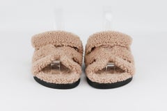 Hermès Chypre Shearling And Leather Slides Eu 38 Uk 5 Us 8