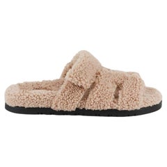 Hermès Chypre Shearling And Leather Slides Eu 38 Uk 5 Us 8